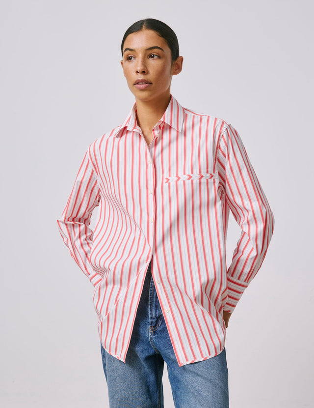 Chemise Nesrine rayée corail