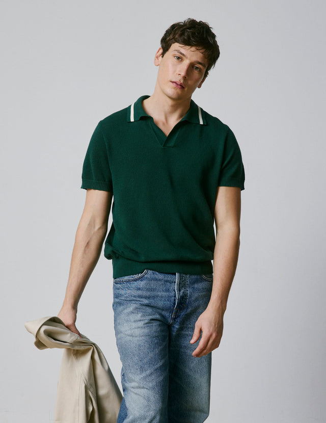 Nick Short-sleeved green cotton polo