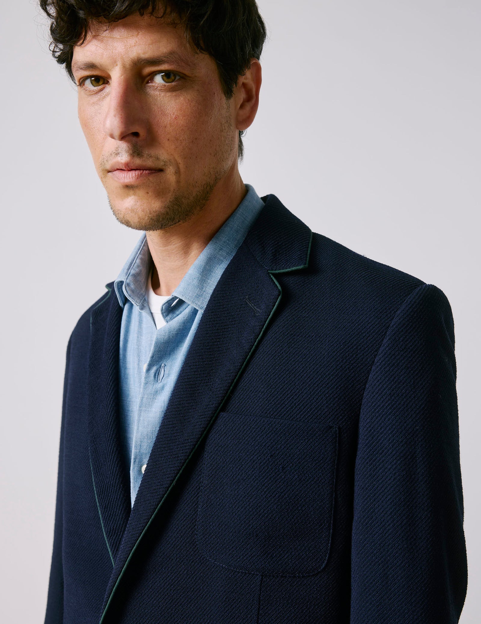 Blazer Nikos En Twill De Laine Vierge Marine