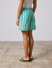 Nina striped green poplin shorts