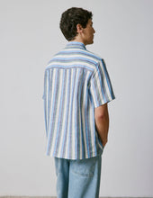 Chemise Nolhann Manches Courtes En Lin Bleu