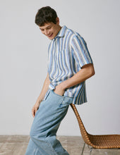 Chemise Nolhann Manches Courtes En Lin Bleu