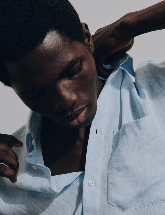Nolhann light blue linen shirt