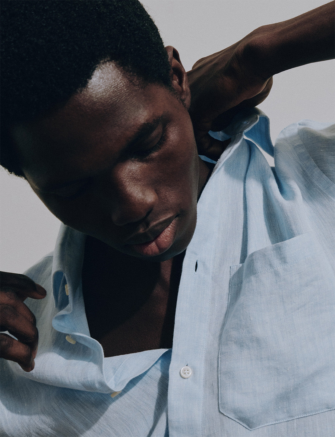 Chemise Nolhann En Lin Bleu Clair