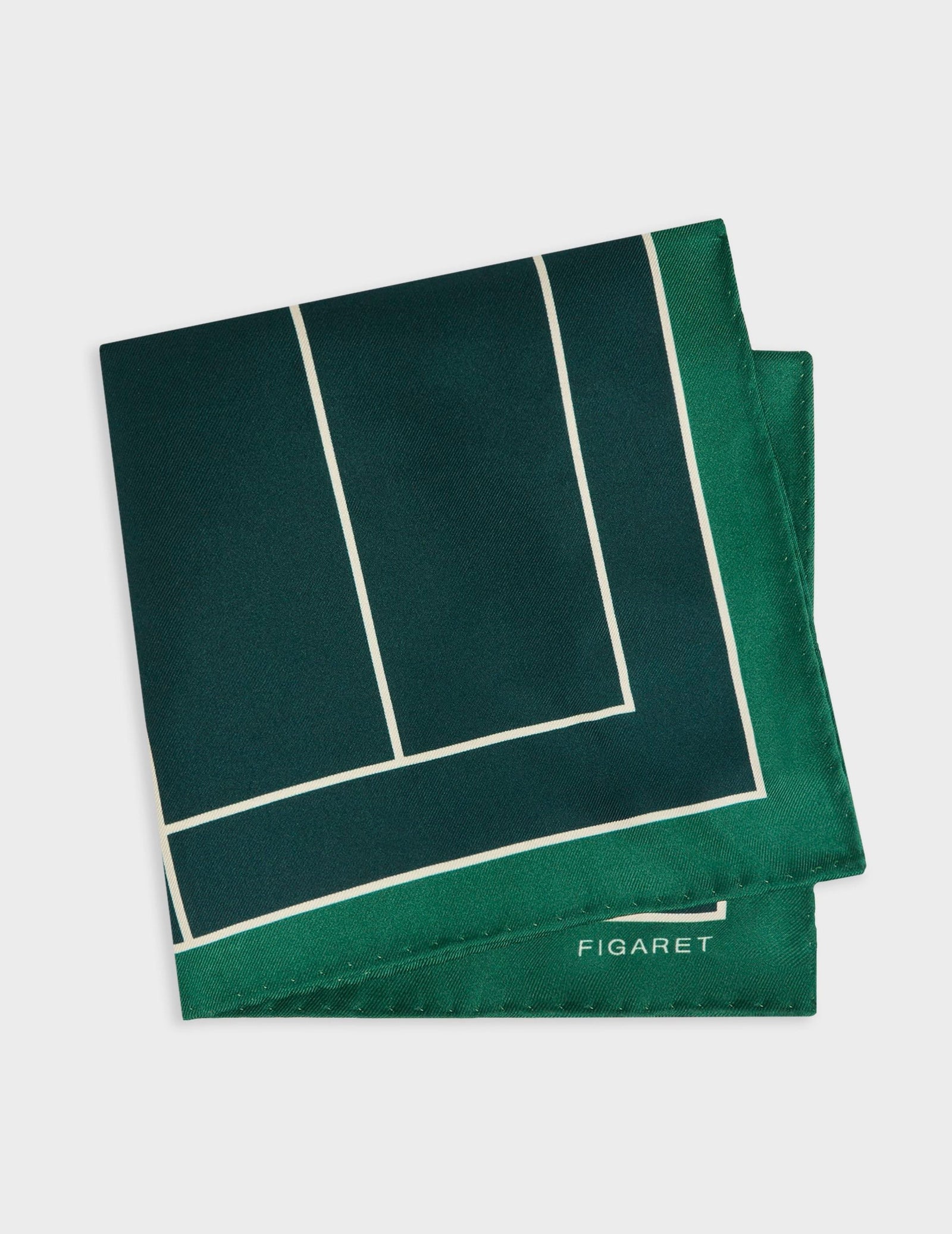 Pochette En Soie Imprim E Verte Fonc E