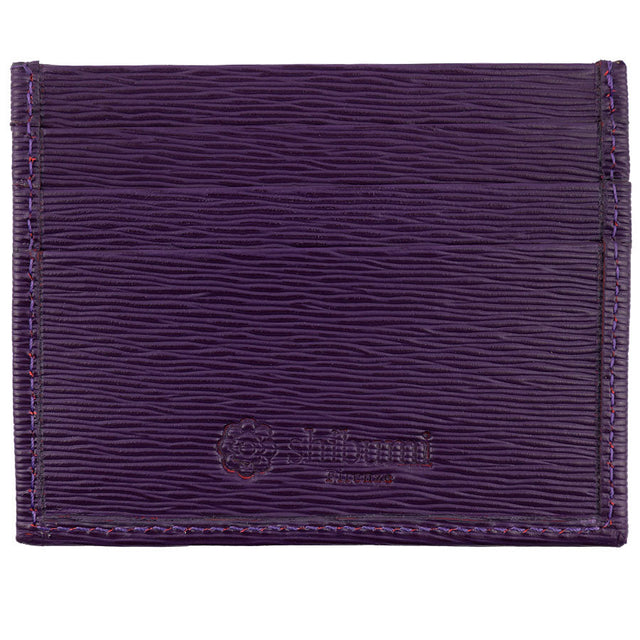 Calfskin Leather Credit Card Case - Eggplant