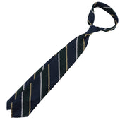 Striped Grenadine Garza Grossa Silk Tie Navy Forest Yellow