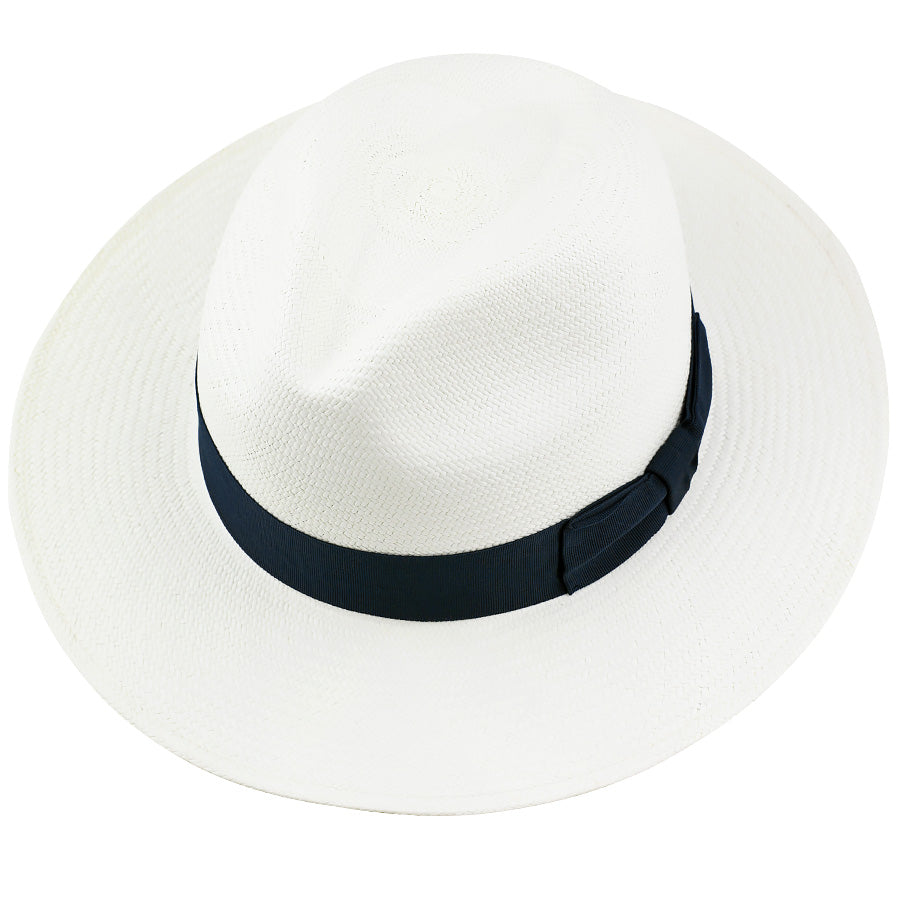 Panama Hat Ivory Navy Ribbon Llano
