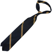 Repp Stripe Silk Cotton Tie Midnight Hand Rolled