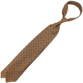 Floral Printed Silk Tie Beige Hand Rolled