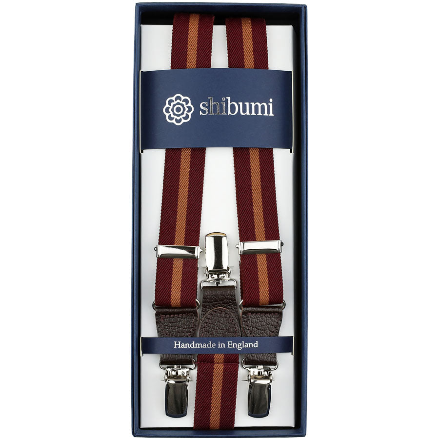 Elastic Rayon Clips Braces Burgundy