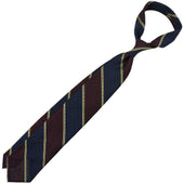 Striped Fina Grenadine Silk Tie Navy Burgundy