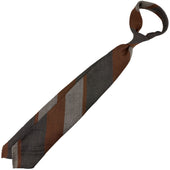 Striped Wool Tie Copper Beige Hand Rolled
