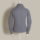 Ribbed 12 Ply Cashmere Cardigan In Grey