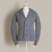 Ribbed 12 Ply Cashmere Cardigan In Grey