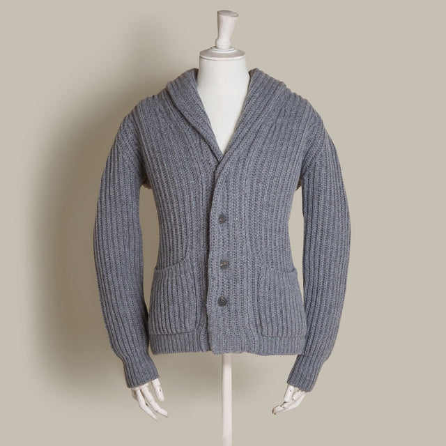 Ribbed 12 Ply Cashmere Cardigan In Grey