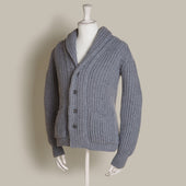 Ribbed 12 Ply Cashmere Cardigan In Grey