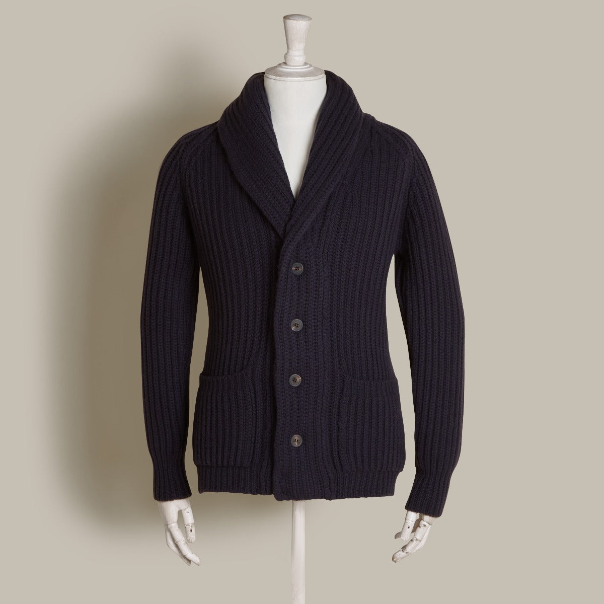 Ribbed 12 Ply Cashmere Cardigan In