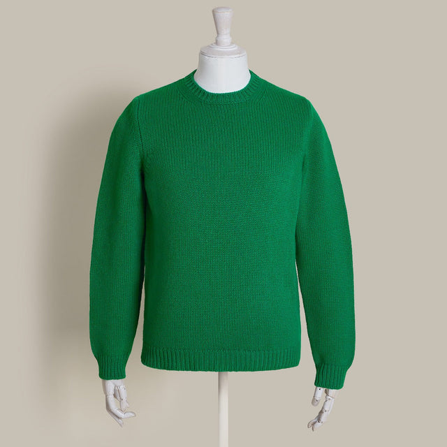 12Ply Plain Knit Cashmere Sweater In Emerald