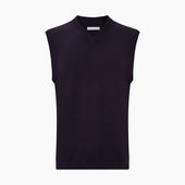 Dark Purple Fine Merino V Neck Vest