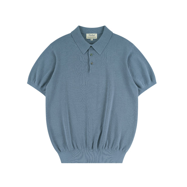 Essential Comfort Short Sleeve Polo Knit (Frozen Blue)