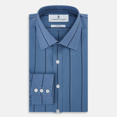Grey And Navy Track Stripe Mayfair Shirt