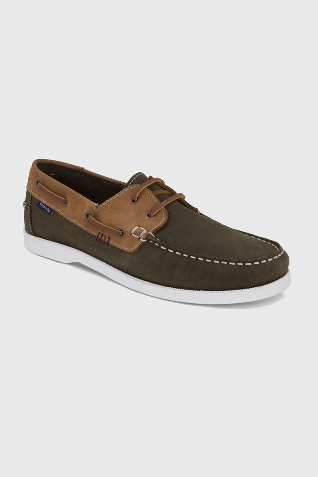 Chaussures bateau Frehel kaki - cuir