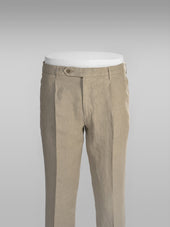 Beige linen sport trousers 1 pleat