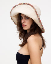 Ecru Irregular Brim Canvas Hat