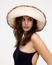 Ecru Irregular Brim Canvas Hat