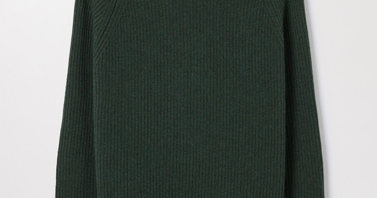 Dark Green Heavy Wool Sweater 100 Recycled Wool Asket
