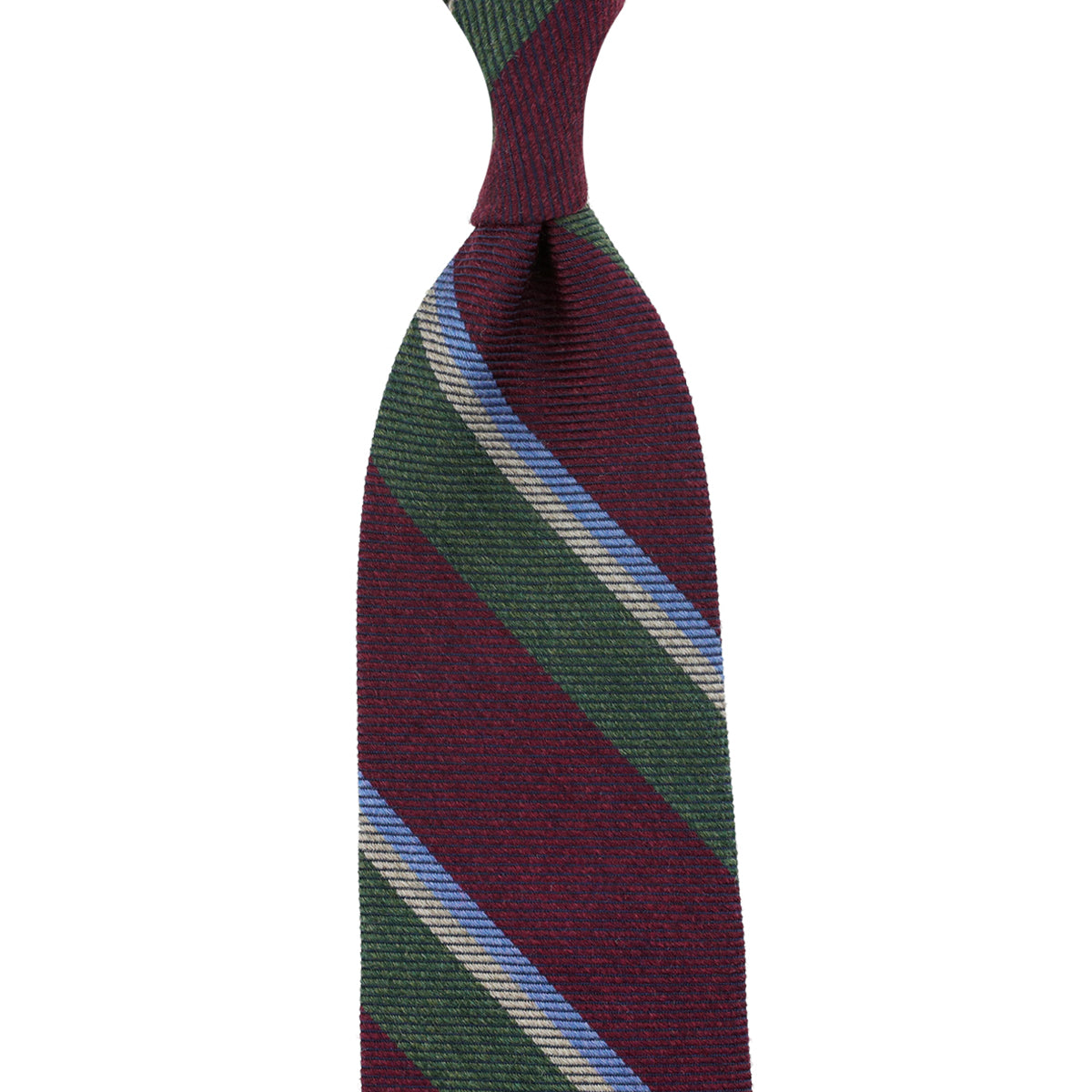 Japanese Striped Wool Tie Burgundy Green