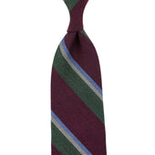 Japanese Striped Wool Tie - Burgundy / Green