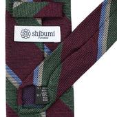 Japanese Striped Wool Tie Burgundy Green