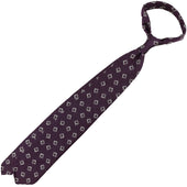 Geometrical Jacquard Silk Tie Eggplant Hand Rolled