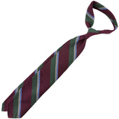 Japanese Striped Wool Tie Burgundy Green