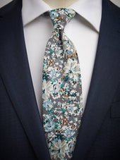 Grey Tie Cotton Floral