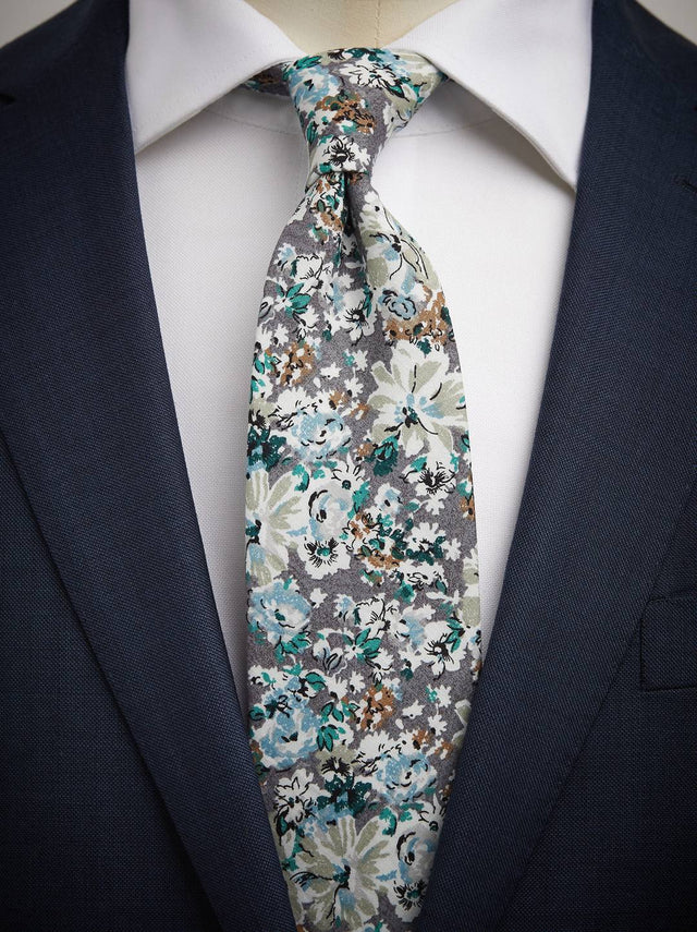 Grey Tie Cotton Floral