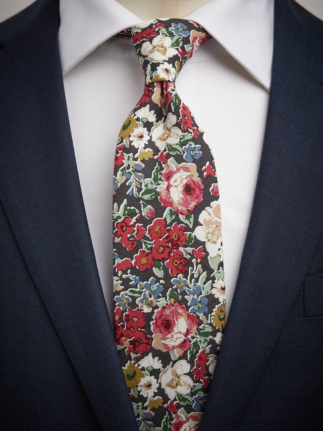 Green & Red Tie Cotton Floral
