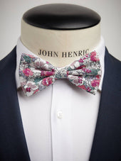 Pink & White Bow Tie Cotton Floral