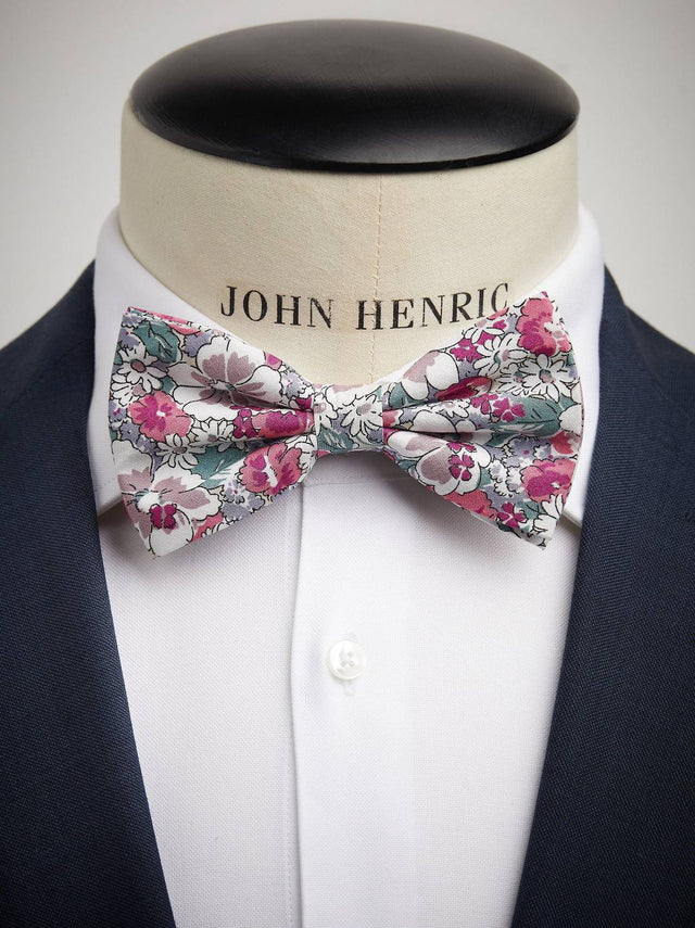 Pink & White Bow Tie Cotton Floral