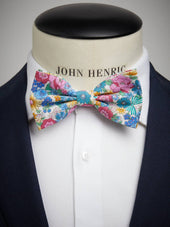 Blue & Green Bow Tie Cotton Floral