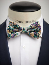 Green & Purple Bow Tie Cotton Floral