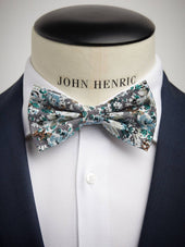 Grey Bow Tie Cotton Floral