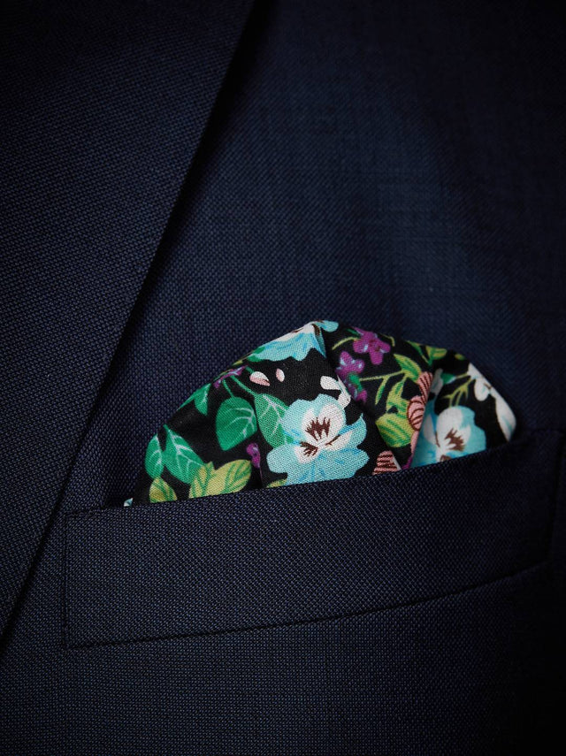 Black & Green Handkerchief Cotton Floral