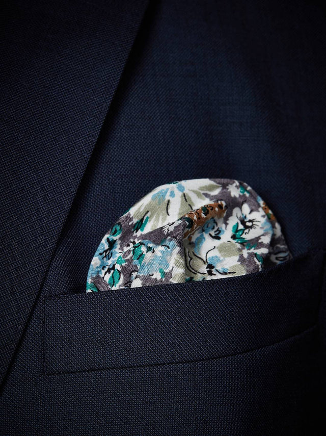 Grey Handkerchief Cotton Floral