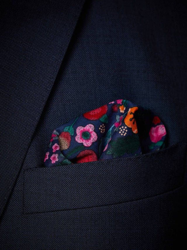Dark Blue Handkerchief Cotton Floral