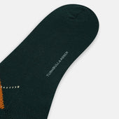 Green Wool Check Mid Length Socks