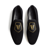 Albi Loafer with Embroidery[Men Black Suede Goatskin]