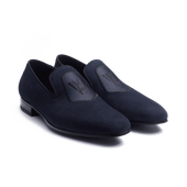 Albi Loafer with Embroidery[Men Navy blue suede goatskin]